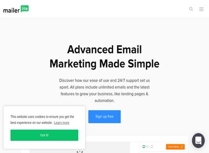 Email Marketing Mailerlite  Warranty Offer
