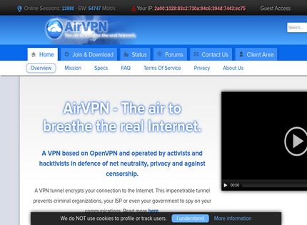 Homepage - AirVPN Review