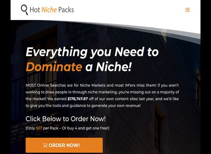 Homepage - Hot Niche Packs Review
