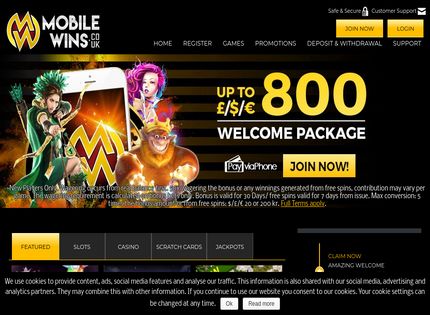 Homepage - Mobile Wins Casino Review