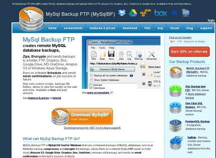 Homepage - MySql Backup FTP Review