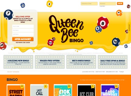 Homepage - QueenBeeBingo.com Review