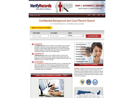 Homepage - VerifyRecords.com Review