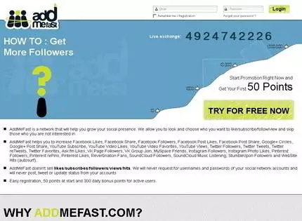 Homepage - AddMeFast Review