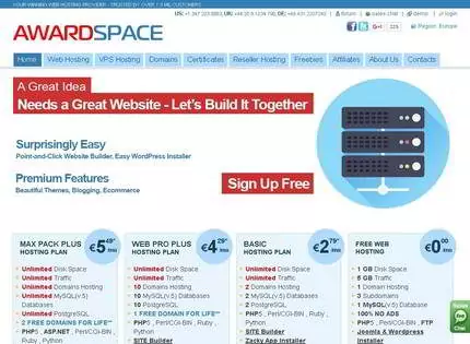 Homepage - AwardSpace Review