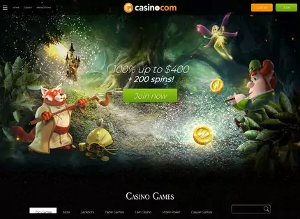 Homepage - Casino.com Review
