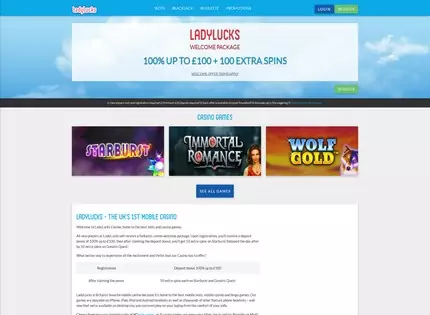 Homepage - LadyLucks Casino Review
