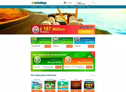 Homepage - LottoKings.com Review