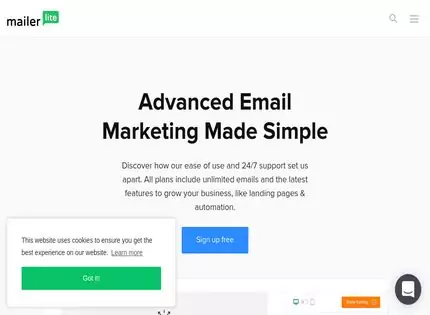Homepage - MailerLite Review