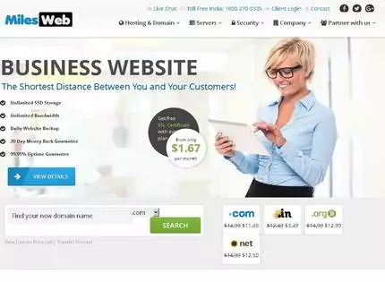 Homepage - Milesweb Review