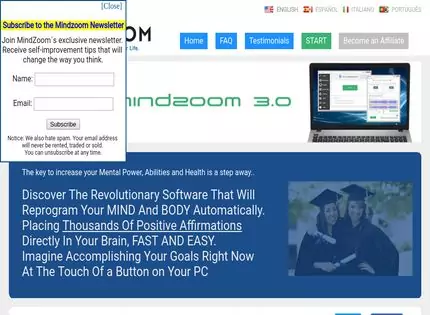 Homepage - Mindzoom Review