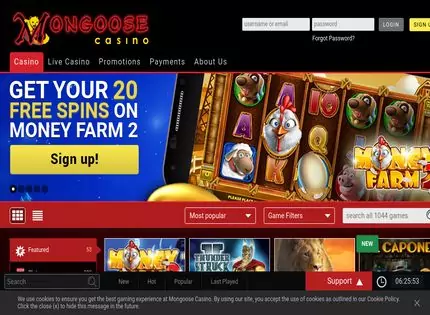 Homepage - Mongoose Casino Review