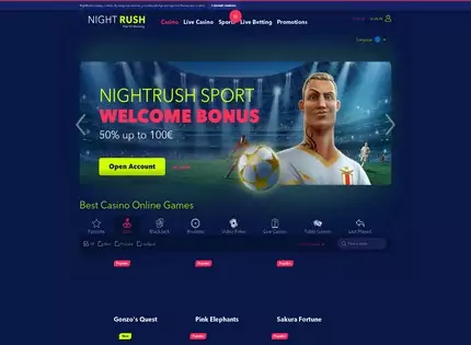 Homepage - NightRush Review