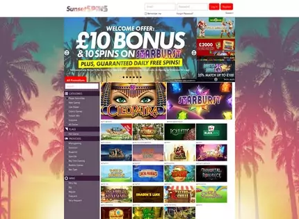 Homepage - Sunset Spins Casino Review