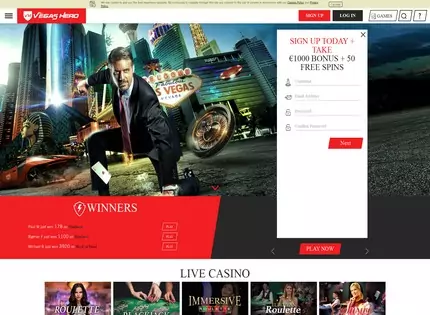 Homepage - Vegas Hero Casino Review