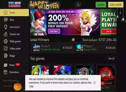Homepage - Vive Mon Casino Review