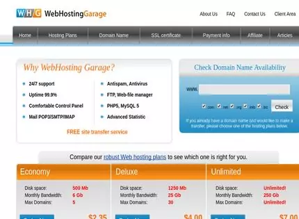 Homepage - WebHosting Garage Review