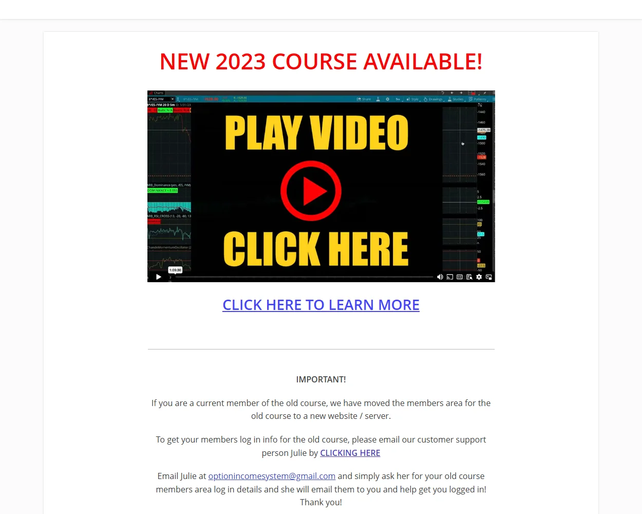 Option Income System Option Income System