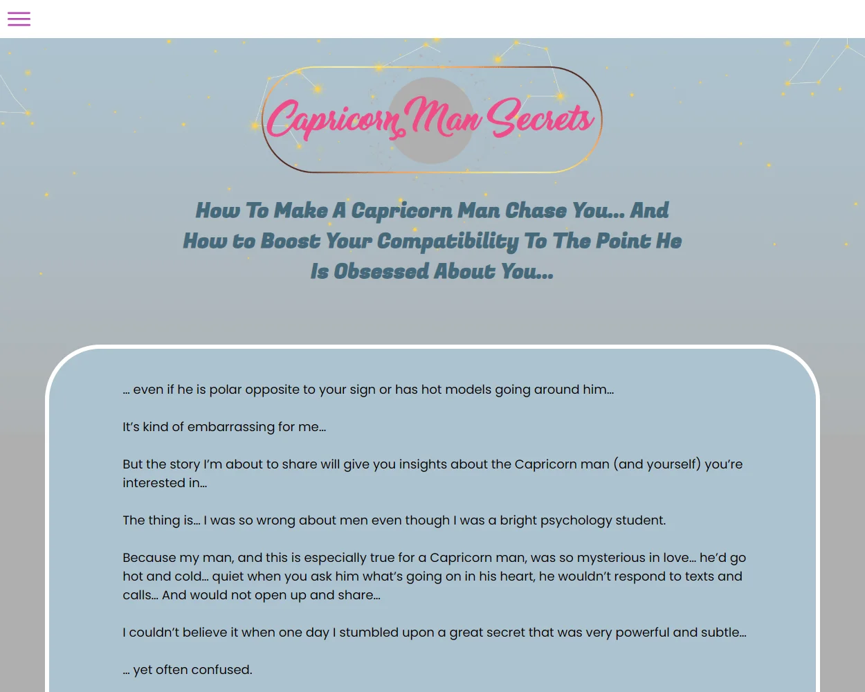 Capricorn Man Secrets Capricorn Man Secrets