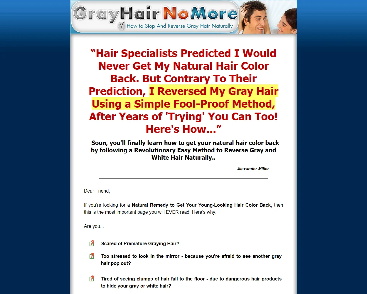Gray Hair No More Gray Hair No More