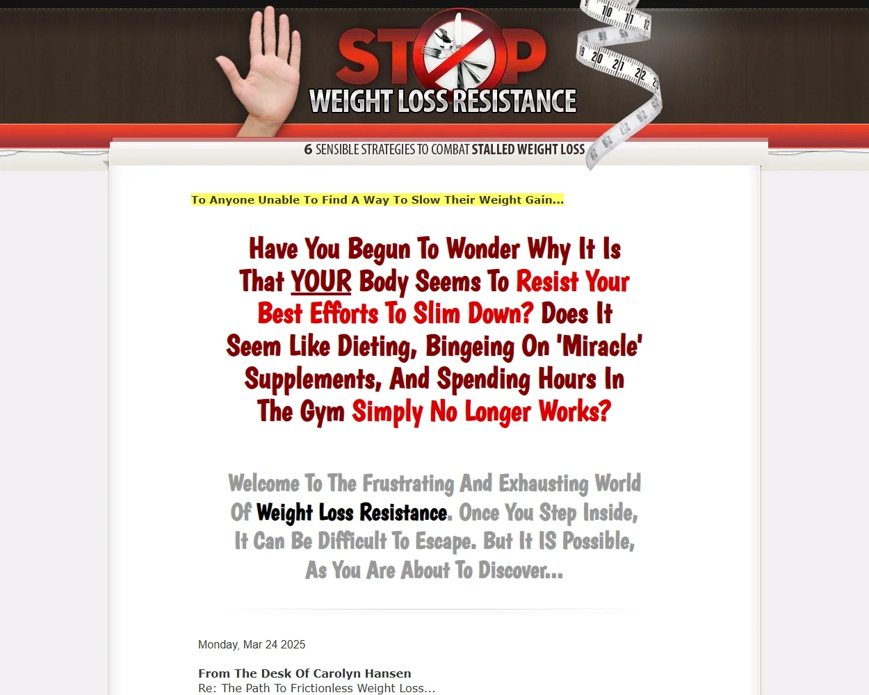 Stop Weight Loss Resistance Stop Weight Loss Resistance